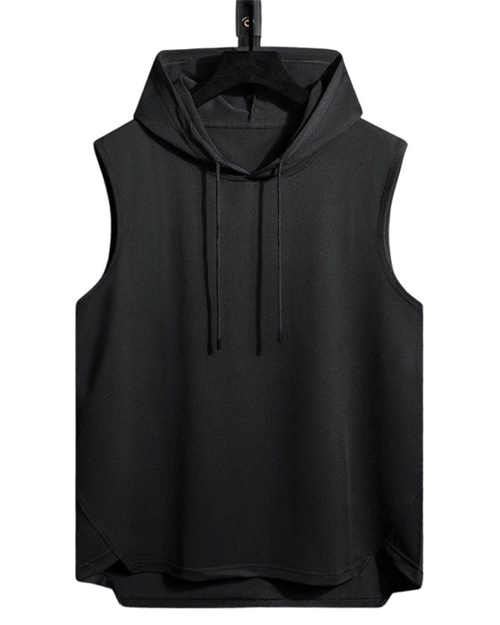 Hooded Drawstring Sleeveless Sports Tank Top