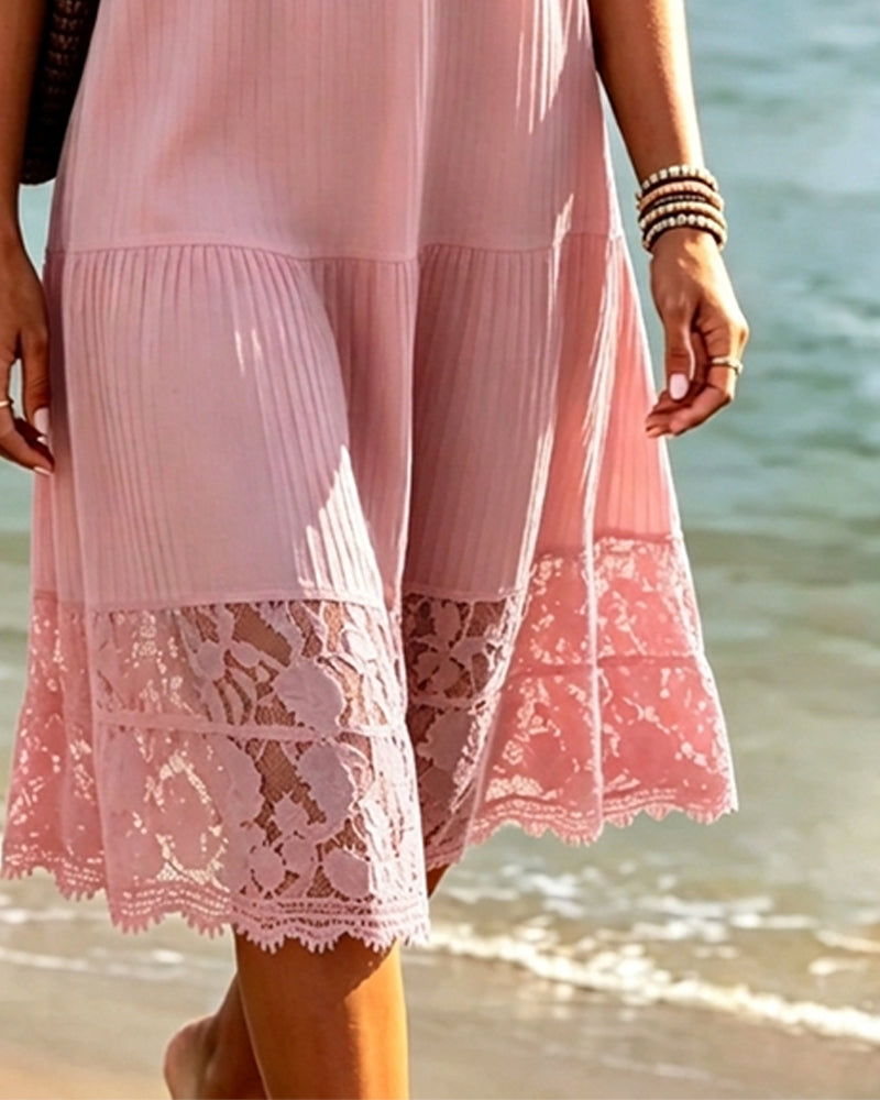 Hollow-Out Patchwork Dress