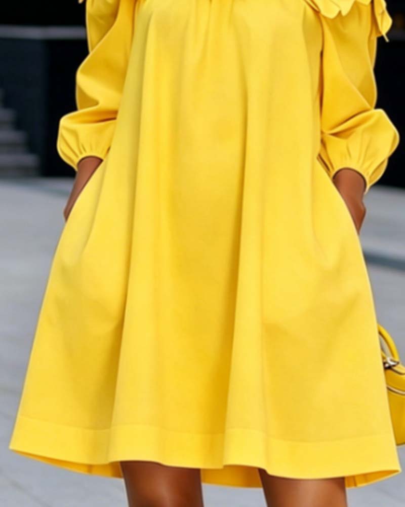 Off-Shoulder Floral Accent Dress