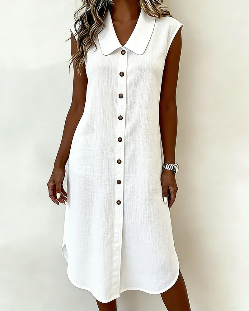 Sleeveless Doll Collar Shirt Dress