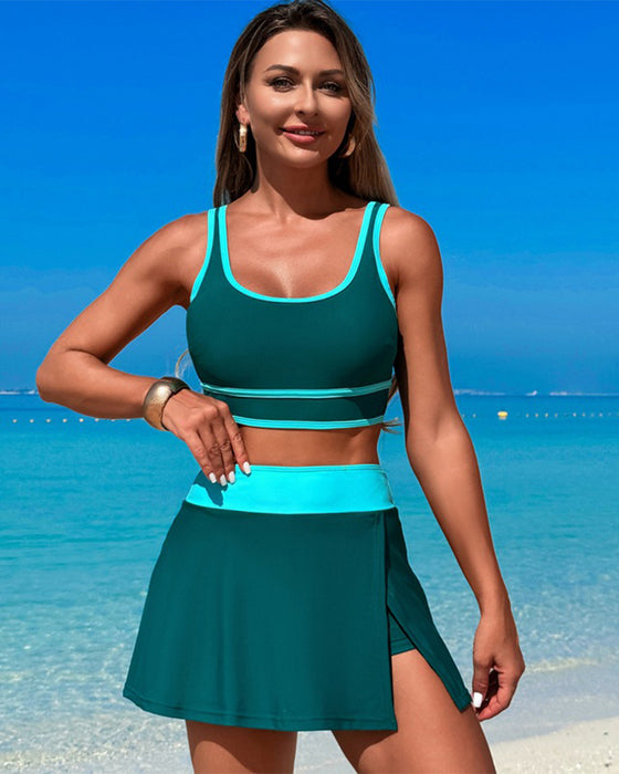 Quick-Drying Two-Piece Swim Skirt Set