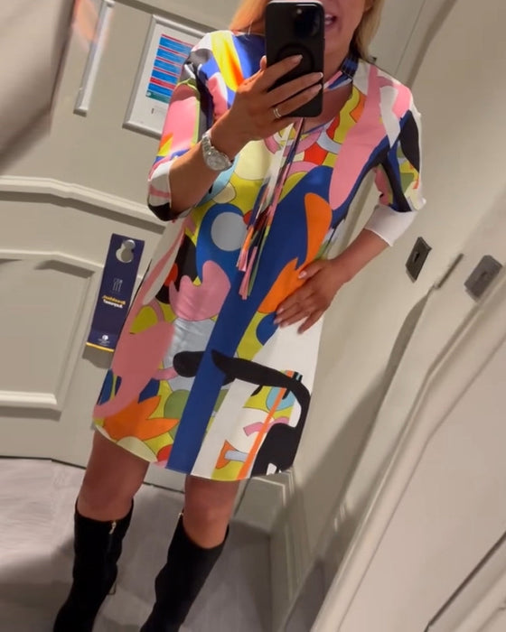 Casual long sleeve printed dress