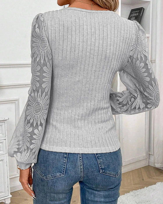 Square Neck Pleated Ribbed Top