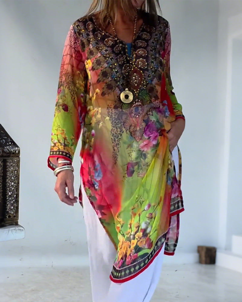 Bohemian Style V-Neck Dress