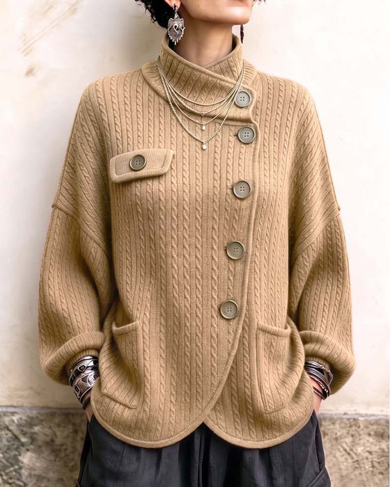 Single-Breasted Slit Hem Coat