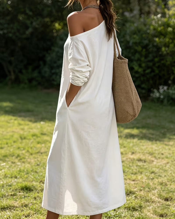Casual One Shoulder Slit Dress