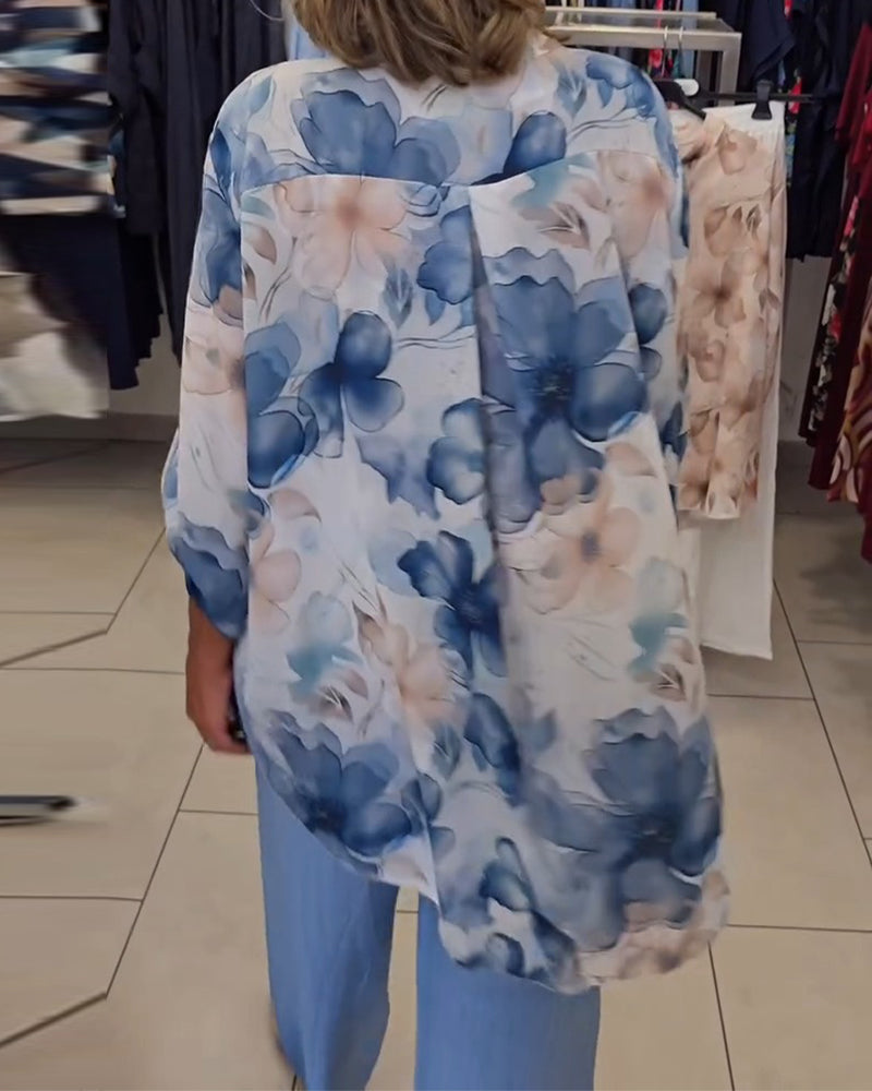 Watercolor Floral Casual Blouse