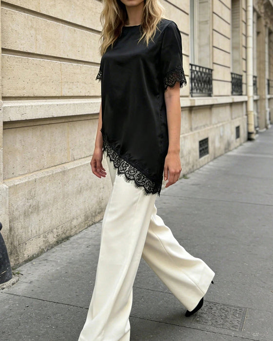 Irregular Lace Casual Blouse