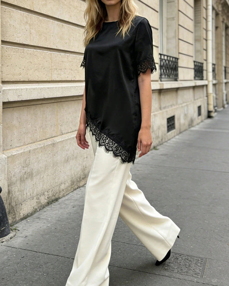 Irregular Lace Casual Blouse