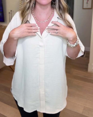 Solid Button-Down Collar Shirt