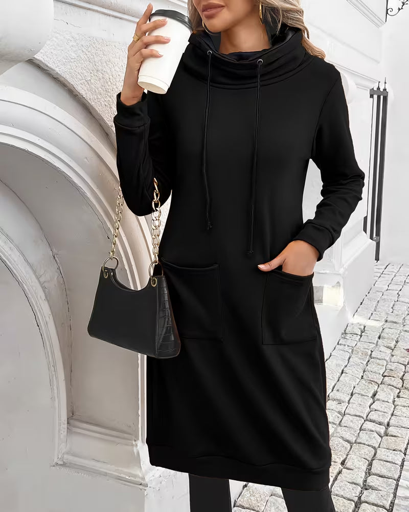 Fashionable Pocket Design Sweatshirt Dress
