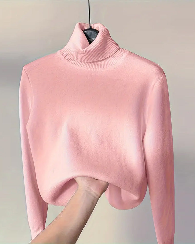 Solid color long sleeve thick pullover sweater