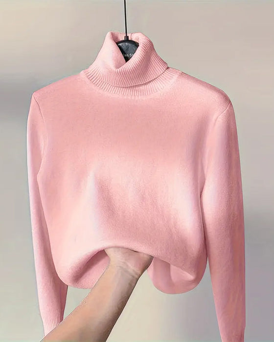 Solid color long sleeve thick pullover sweater