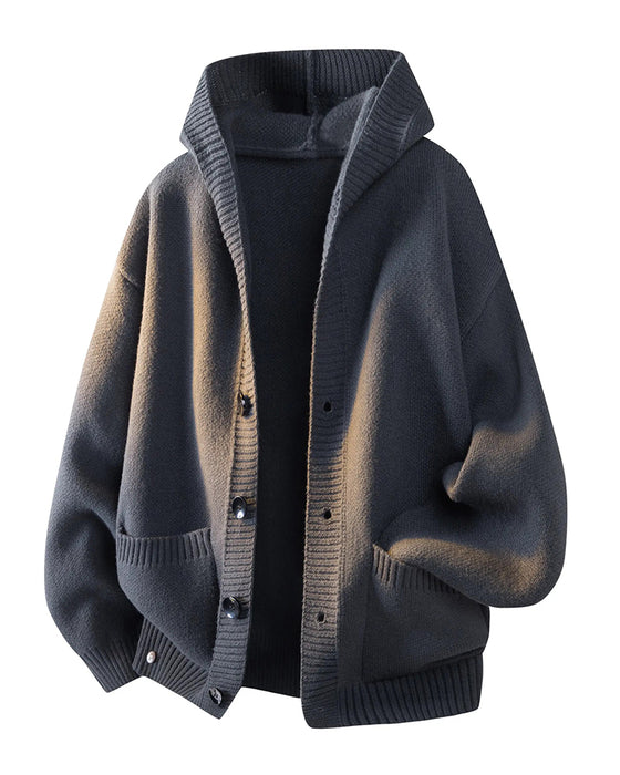 Hooded Button Pocket Men's Cardigan
