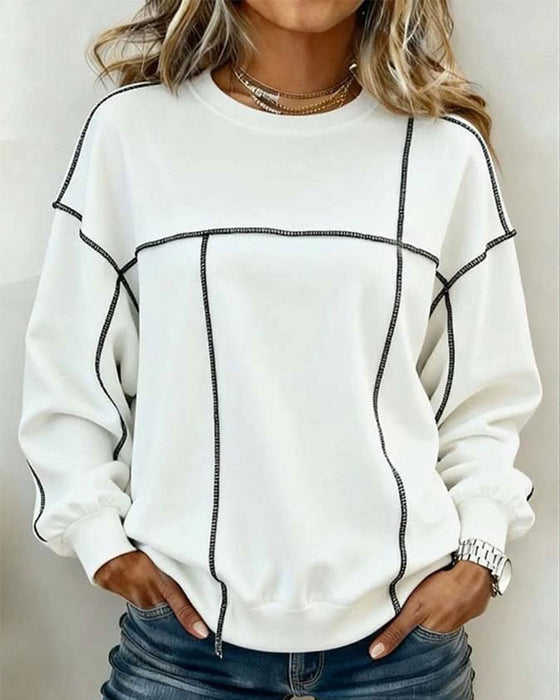 Crewneck Oversized Color-Block Sweatshirt