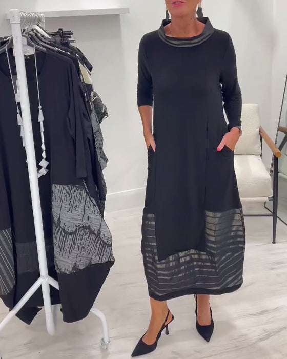 Solid Color Splicing Fashionable Dress