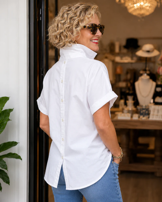 Pocket Button V-Neck Casual Blouse