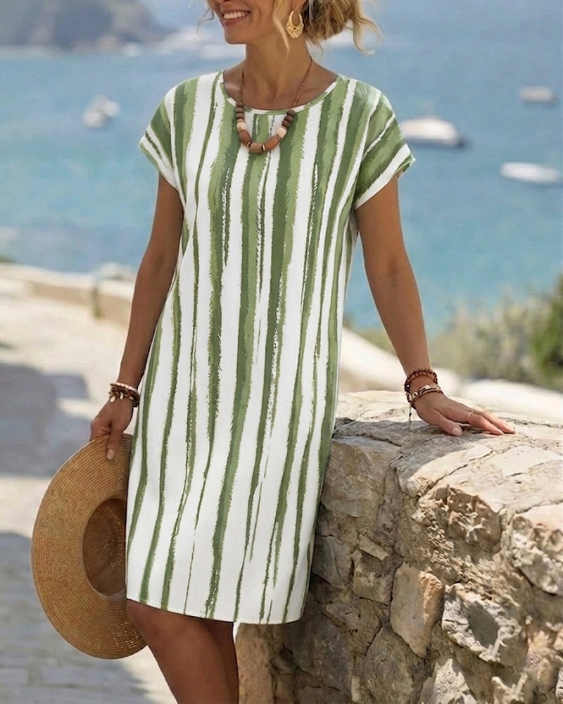 Vertical Stripe Shift Dress