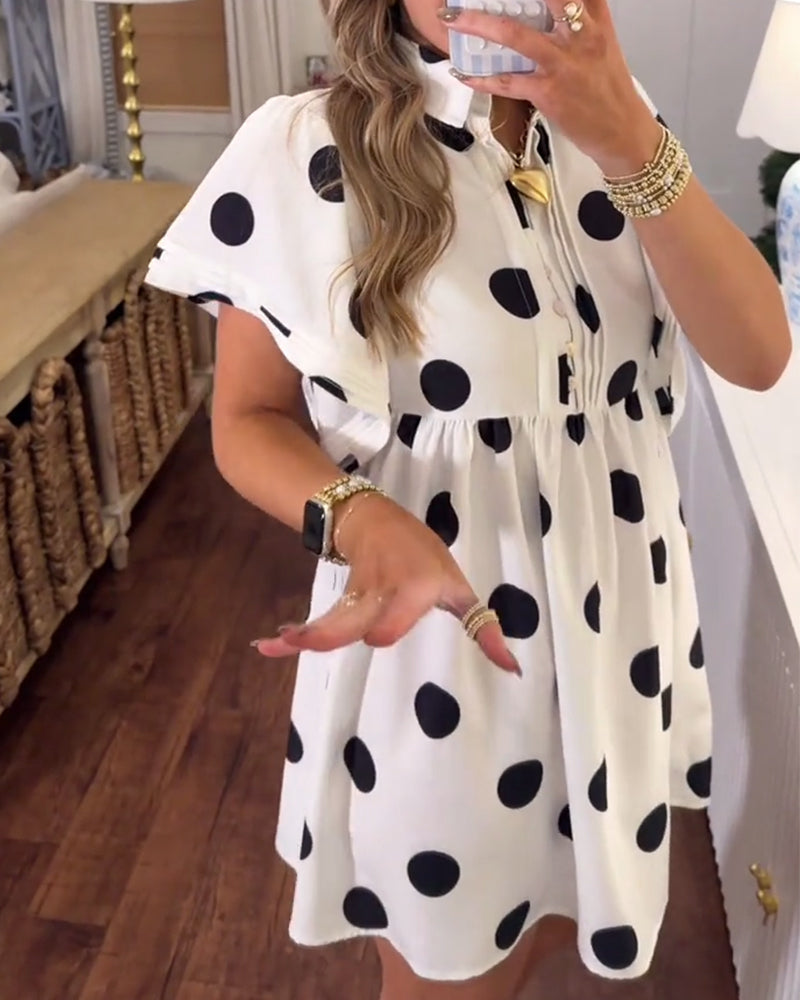 Polka Dot Lapel Doll Dress