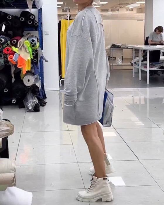 Round Neck Casual Shift Dress