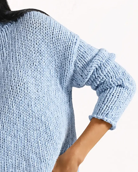 Crew Neck Short Long Sleeve Solid Pullover