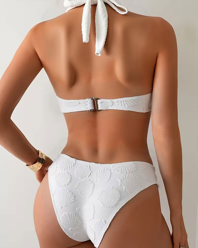 Jacquard Halter Neck Tie Two-Piece Bikini