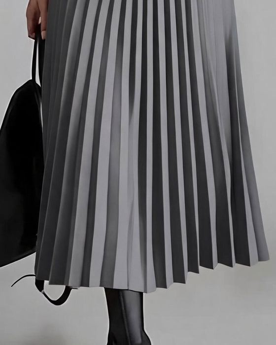 Patchwork Pleated Midi Dress