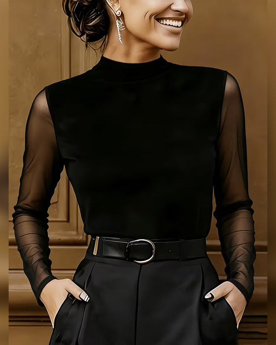 Solid Color Round Neck Top