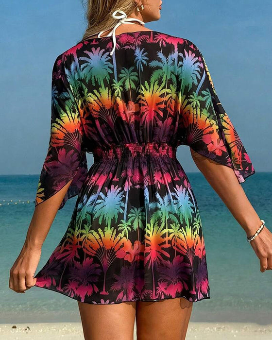 Rainbow Print Beach Cover-up