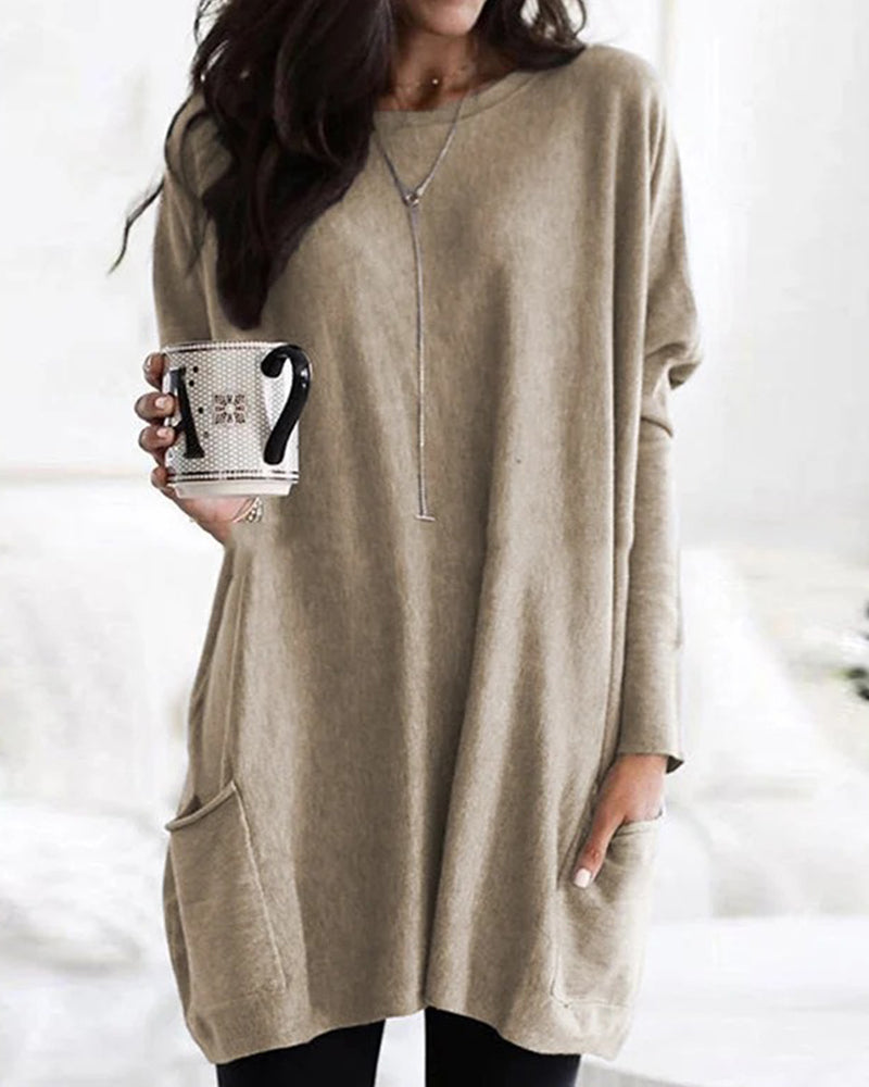 Long Sleeve Casual Pocket T-shirt