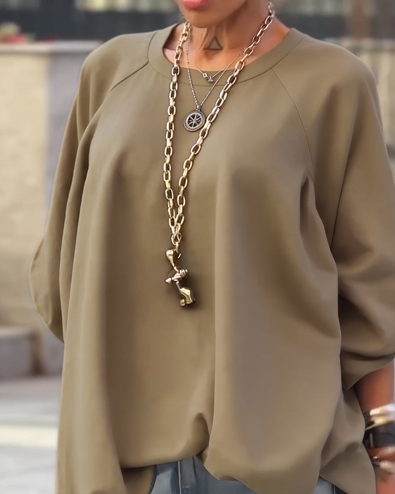 Solid Color Loose Irregular Top