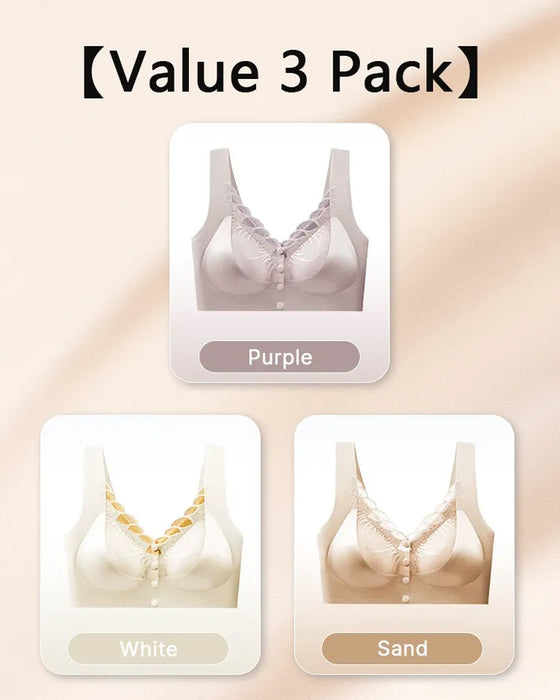 Front Buckle Satin Lace Bra