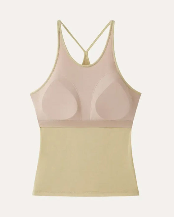 Halter Neck Cami Top Built In Bra Cross Long Sleeve Top Set