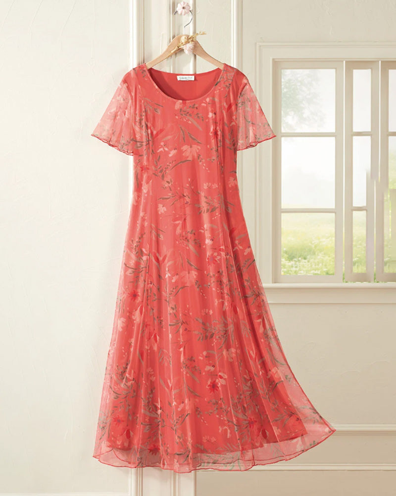 Floral Crew Neck Maxi Dress