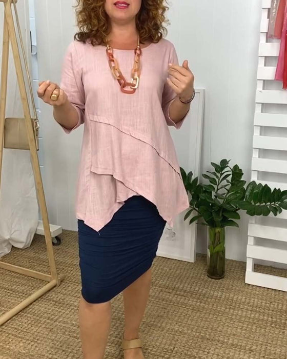 Irregular patchwork round neck comfortable top