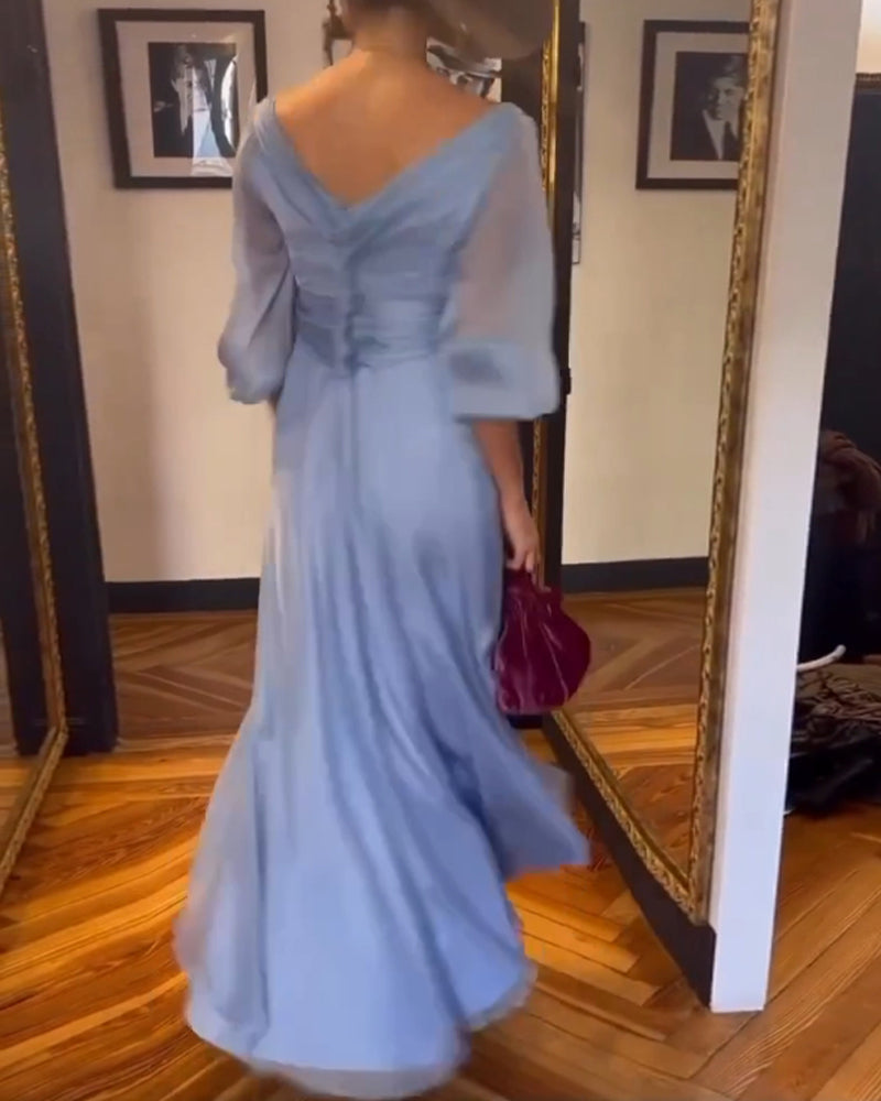 Solid color low cut waist dress