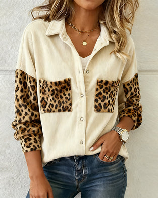 Leopard Print Long-Sleeved Shirt