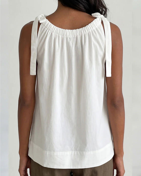 Tie-Up Shirred Tank Top