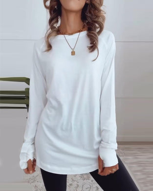 Solid color long sleeve casual top