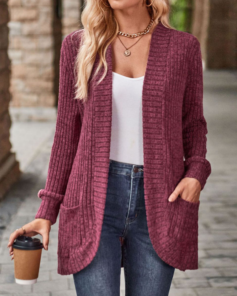 Brushed Casual Long-Sleeve Coat