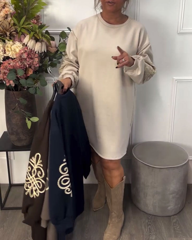 Round-Neck Loose-Fitting Dress