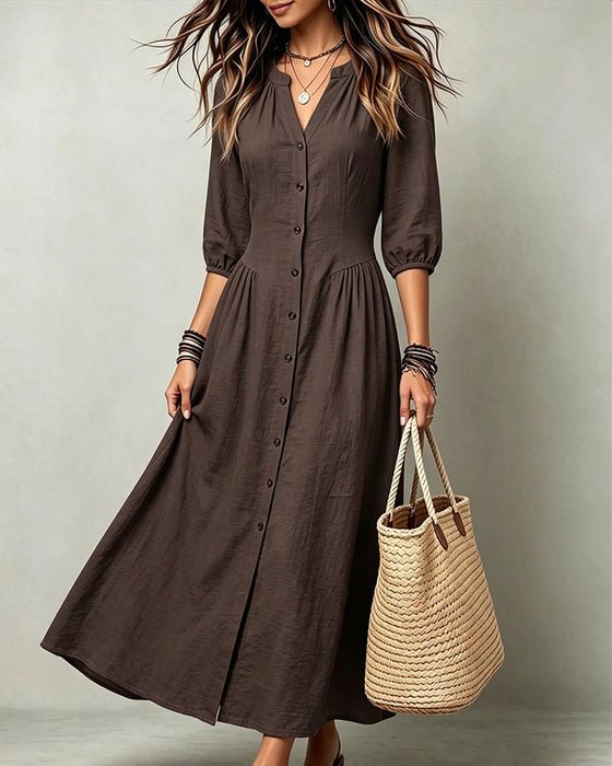 Short-Sleeve Vintage Cinched-Waist A-Line Dress