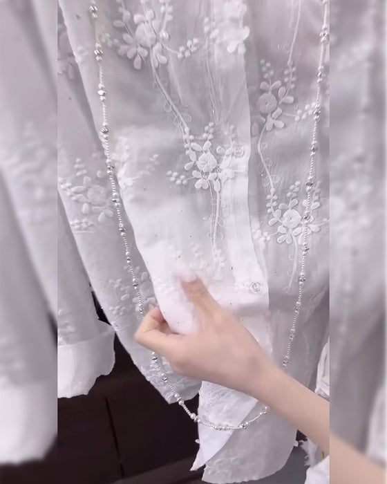 Solid Embroidered Drop Shoulder Shirt