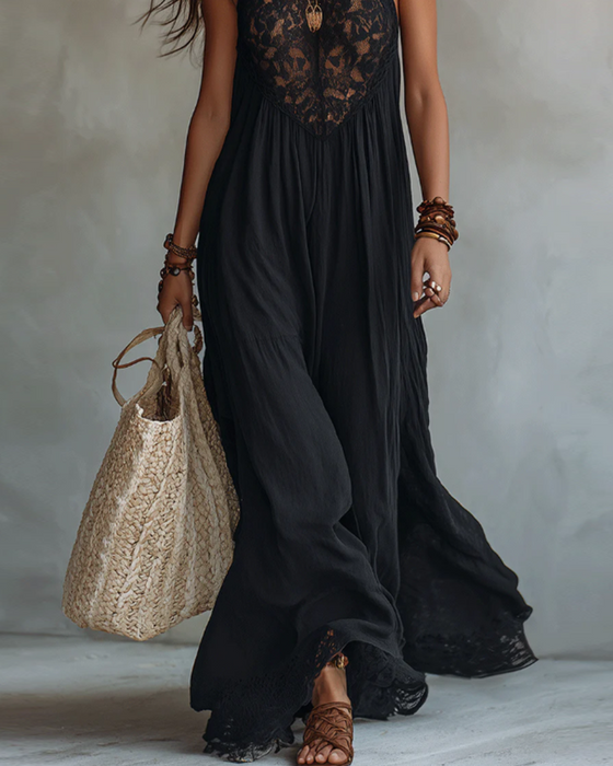 Halter Neck Lace Holiday Dress