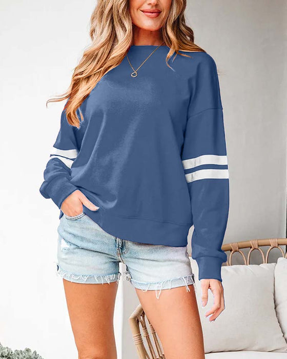 Color-Block Long-Sleeve Crew-Neck Sweatshirt