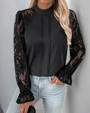 Lace Long-Sleeve Casual Blouse