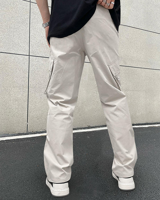 Solid Color Zip Pocket Casual Men's Pants
