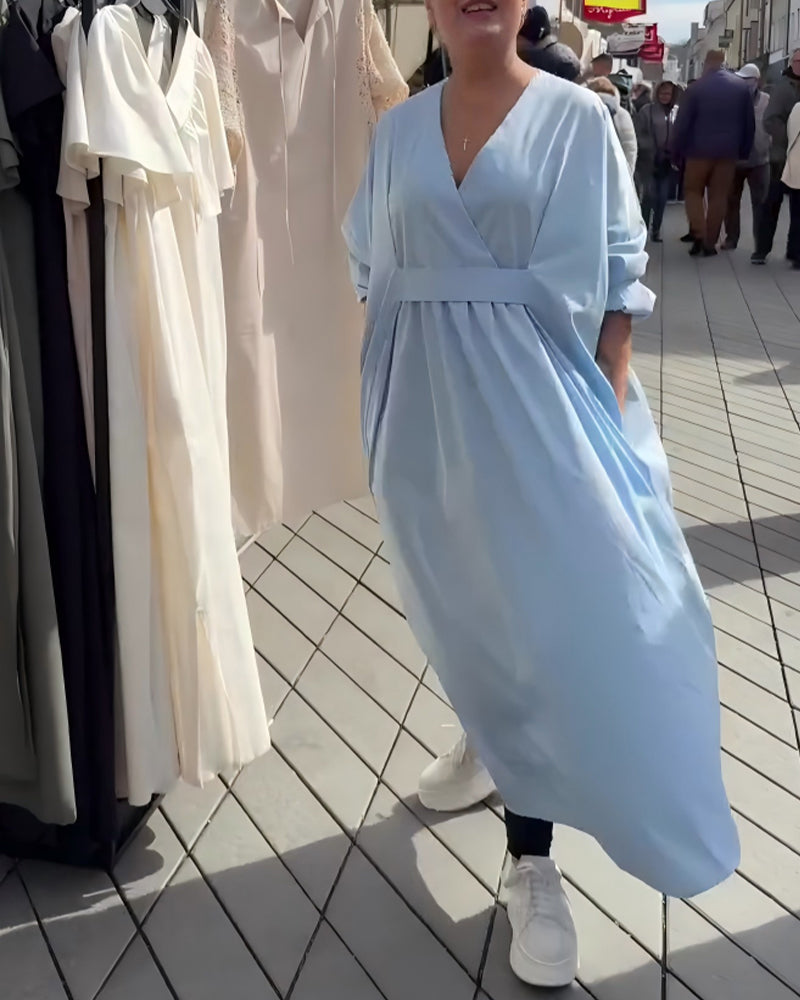 Loose-Fitting And Stylish V-Neck Dress