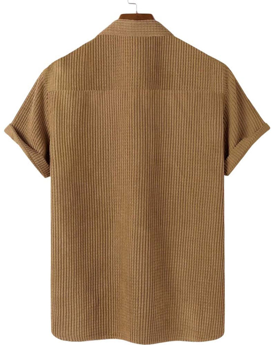 Lapel Button Solid Men's Short Sleeve Shirt