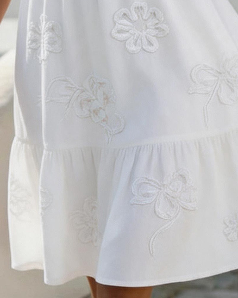 Puff Short Sleeve Floral Dress